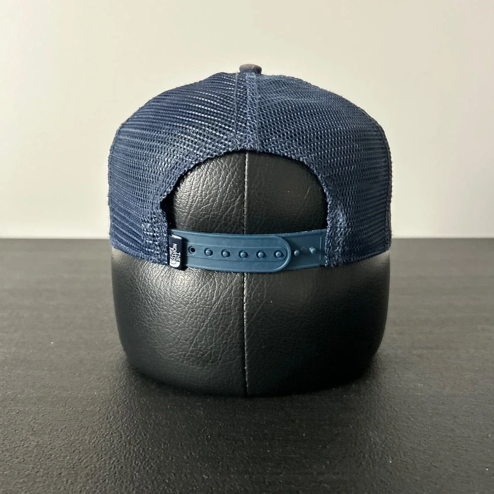 The North Face Trucker Hat Cap Snap Back Adjustable Blue Bear Logo Outdoor Adult